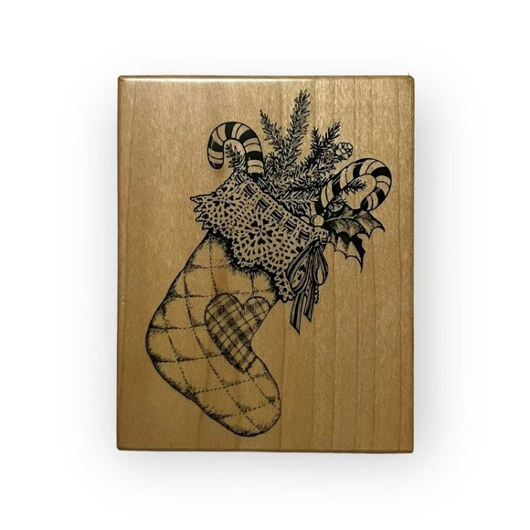 Vintage 1995 PSX Designs Christmas Stocking Wood & Rubber Stamp K1520 Rare, HTF - Picture 9 of 9
